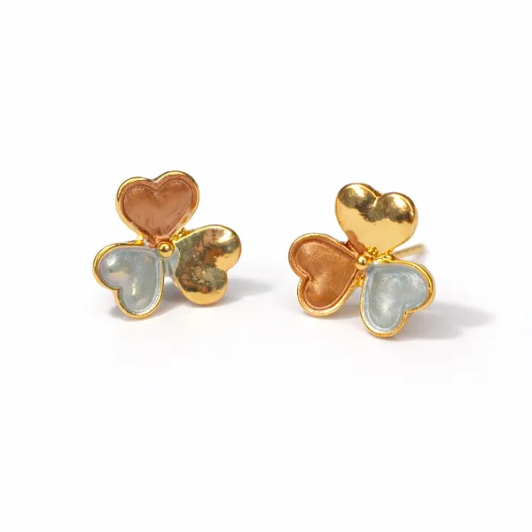 Gold_Plated_Multicolor_Heart_Clover_Love_Stud_Earrings_For_Women